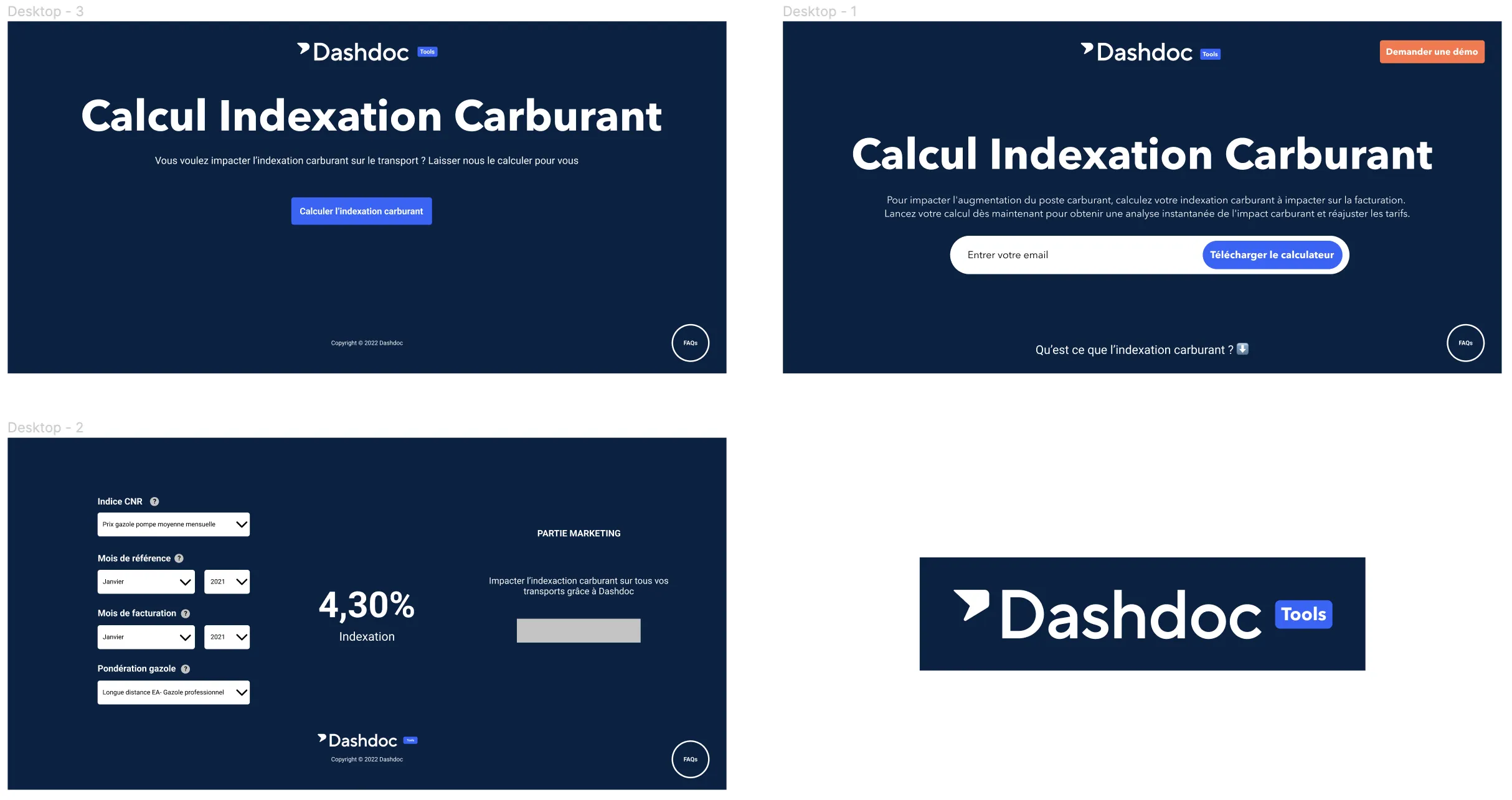 Prototypes of the landing page on Figma